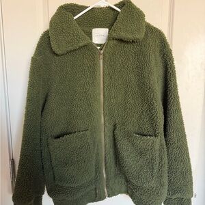 Elodie Olive Green Sherpa Jacket